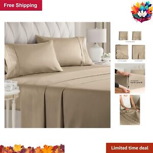 4 Piece Bed Sheet Set - Luxury Breathable & Cooling - Hotel Comfy Cream Sheets