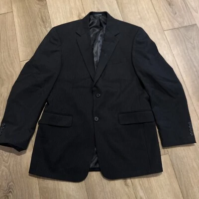Abrigo deportivo chaqueta para hombre 38 regular negro a rayas 100 % lana usado Foto 1 de 4