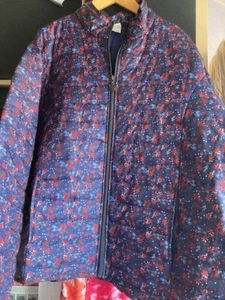 Anne De Lancay blue/multi lightweight quilted jacket, zip XXL bust 50" 22/24 - Picture 1 of 8