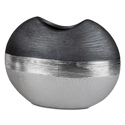 Deko Vase LUXOR oval H. 20cm silber grau aus Keramik Formano - Bild 1 von 2