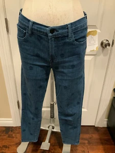 J Brand Medium Wash Polka Dot Aerial Skinny Crop Blue Jeans, Size 28 - Picture 1 of 11