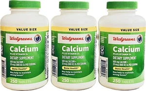 750 Tablets Calcium Plus Vitamin D3 600 mg (3 X 250ct) EXP 6/25 - Picture 1 of 5