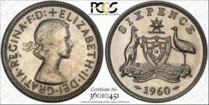 1960 Melbourne Proof Sixpence - PCGS - PR64 - Picture 1 of 3