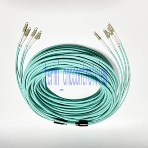 50m LC-LC MM 4 Strand Armored 10G OM3 Fiber Cable Fiber Optic Jumper Patch Cord - Afbeelding 1 van 8