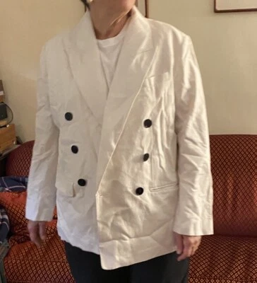 $199 H & M первоклассный szL шелковая смесь негабаритный блейзер двубортный куртка лен - Изображение 1 из 3