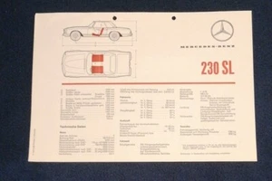 MERCEDES-BENZ 230 SL Technische Daten / Ausstattung 1963 - Bild 1 von 1