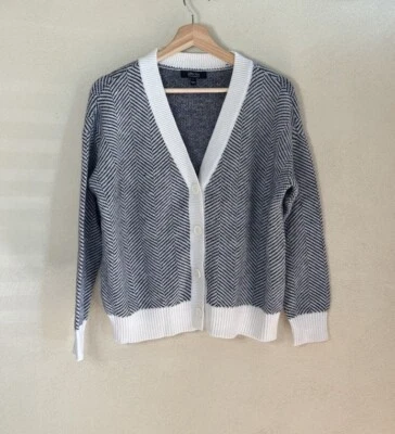 Witty Fox Black Cream Neutral Chevron Button Long Sleeve Cardigan Sweater L NWOT - Image 1 of 4