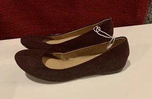 Chaussures plates Merona Ballets femme 8,5 W à enfiler marron simili cuir bout rond - Photo 1 sur 5