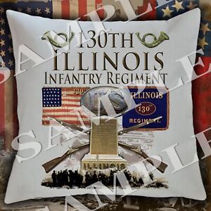 130th Illinois Regiment Infanterie Guerre Civile Américaine oreiller thème simulacre/couverture