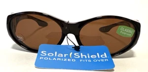 New POLARIZED Fits Over Your Glasses SOLAR SHIELD Sunglasses Brown Classic - Picture 1 of 5