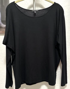 EILEEN FISHER Stretch Top 3/4 Dolman Sleeve Black Sz Medium Excellent Condition - Picture 1 of 5