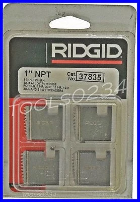 1" 12R NPT 11-1/2" TPI Ridgid 37835 Pipe Threading Dies set of 4 USA  - Image 1 of 4