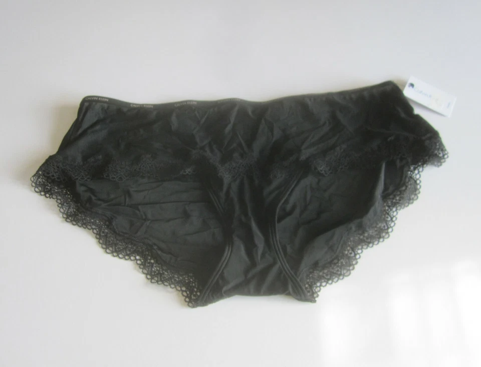 Calvin Klein Hipster Size XL 8 Black Marquisette Sheer Lace Panty Cheeky