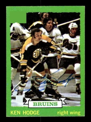 KEN HODGE SIGNED 1973-74 TOPPS #133 BOSTON BRUINS ON-CARD AUTO - Image 1 of 2