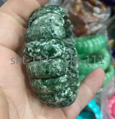 Pulsera de curación de piedras preciosas de jade cuarcita verde hierba nefrita natural de 10 * 24 mm Foto 1 de 4