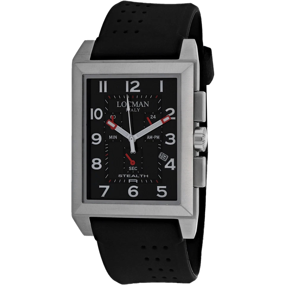 Reloj para hombre Locman Stealth cuarzo caja de acero esfera negra correa de goma 242BK2BK Foto 1 de 1