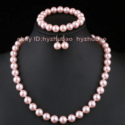 Juego de pendientes pulsera de perlas redondas con concha del mar del sur de 10 mm 18" 7,5" Foto 1 de 4