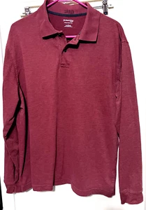 St Johns Bay Mens Shirt Size L Rust Brown Sueded Jersey Long sleeve Polo - Picture 1 of 4