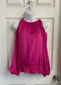 1.State Cold Shoulder Blouse Size Small Hot Pink Long Sleeve Barbie Core NWT - Picture 1 of 7