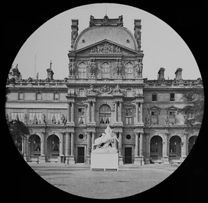 ANTIGUO PABELLÓN LOUVRE RICHELIEU PARÍS FRANCIA C1890 Linterna Mágica Diapositiva - Imagen 1 de 3