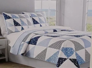 5-pc Max Studio LIGHTHOUSE NAUTICAL Twin Size Quilt, Sham & Sheet Set - Picture 1 of 8