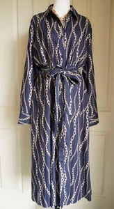 Trenery by COUNTRY ROAD Dress Size 16 Midi Shirt Dress Belted Chain Navy Blue - Picture 1 of 20