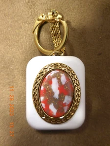 VINTAGE FUJI MUSIC BOX KEYCHAIN ABSTRACT RED "RAINDROPS KEEP..."  (SEE VIDEO) - Picture 1 of 9