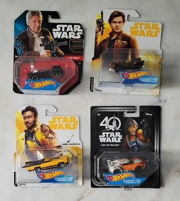 STAR WAR HAN SOLO, LUKE SKYWALKER, LANDO CALRISSIAN CHARACTER CARS 4PCS SET - Image 1 of 4