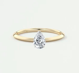 3/4 Ct Pear Cut F/VS Lab Created Grown Diamond Solitaire Ring 18K Yellow Gold - Picture 1 of 1