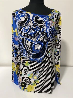 Escote asimétrico manga larga estampado floral múltiple Eci New York para mujer talla L Foto 1 de 4