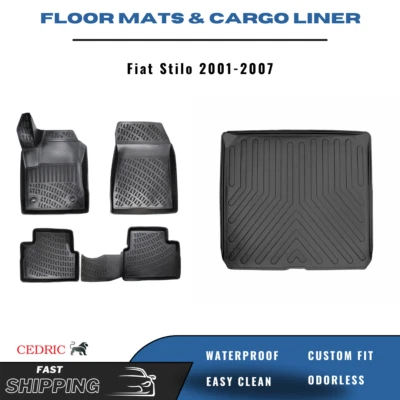 Juego completo de alfombrillas y revestimiento de maletero de coche para Fiat Stilo 2001-2007 3D TPE Foto 1 de 4