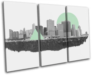 Manhattan Island New York Abstract  City TREBLE CANVAS WALL ART Picture Print - Picture 1 of 1