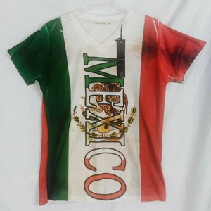 TRUE ROCK MEXICO V NECK Unisex Adult T-Shirt SM - 2XL GREEN RED WHITE NWT - Picture 1 of 5