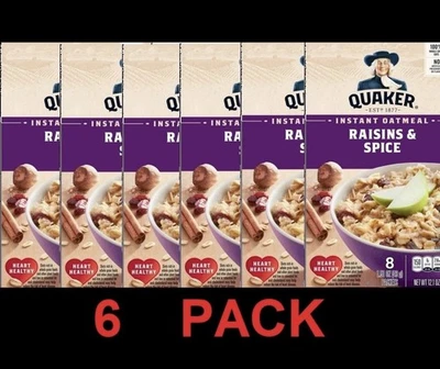 QUAKER Rosinen & Gewürz Instant Haferflocken Vollkorn Haferflocken - 12,1 oz Box - 6er Pack - Bild 1 von 2