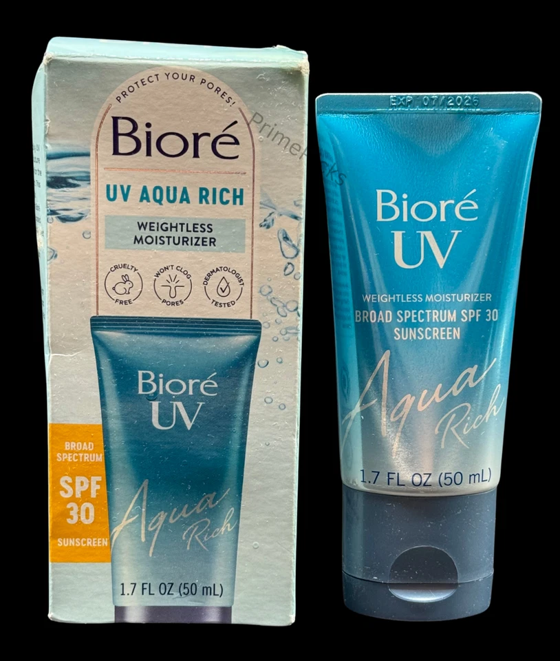 ☀️ Biore UV Aqua Rich SPF 30 Sunscreen 1.7oz Moisturizer Exp 07/2026 - Image 1 of 4