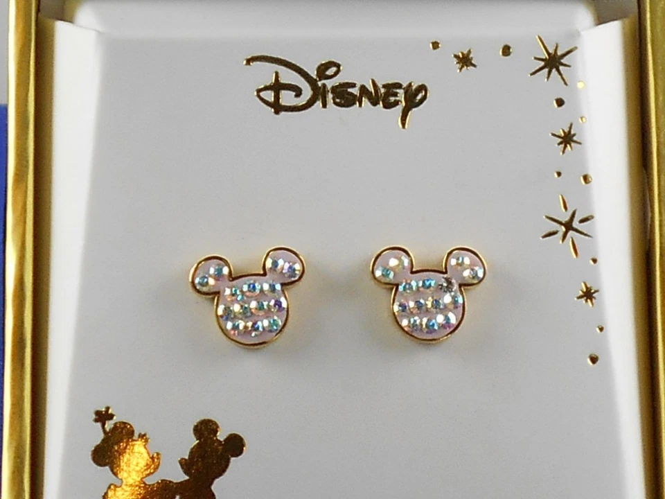 Brincos de prata esterlina folheados a ouro 18K da Disney MINNIE MOUSE pavê transparente - Imagem 1 de 3