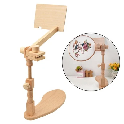 Adjustable stitch Rack Embroidery   Hoop Holder Wooden Tabletop for Round - Image 1 of 4