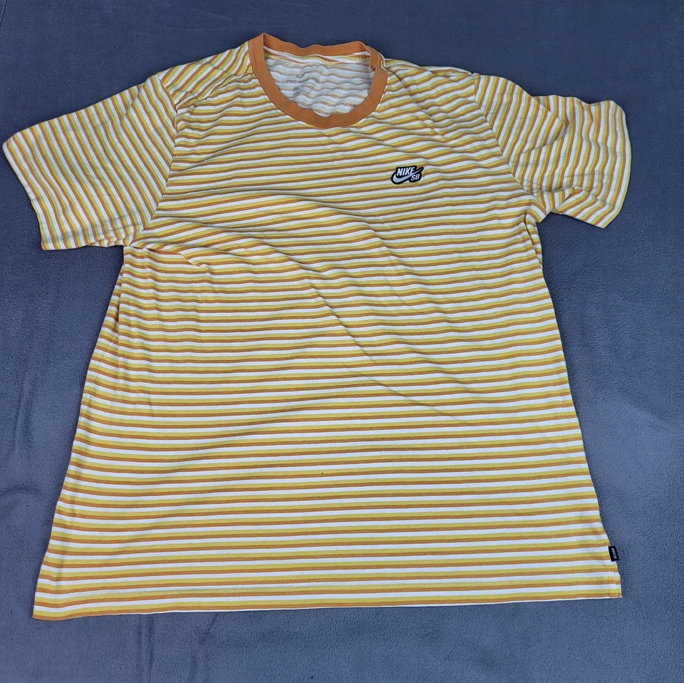 Nike SB Striped Shirt Kids Large Yellow Lightweight Stretch Skateboard Snowboard - Image 1 of 4