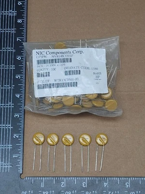 100 Pcs, NVR14K331SF NIC, 330V, ±10%, Through Hole Mount, Varistors - Image 1 of 3