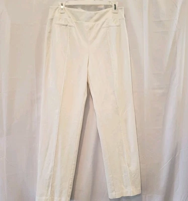 Cato Women’s Pants Cream Pull On Sz L Faux Pockets  - Image 1 of 4