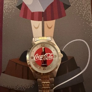 Coca-Cola Vintage 2003 Two tone Quartz  Button Face Watch-Needs Battery - Picture 1 of 5