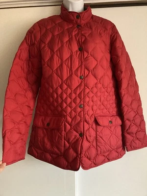 Chaqueta acolchada Eddie Bauer rojo oscuro plumón de ganso 550 relleno frontal a presión M alta Foto 1 de 4