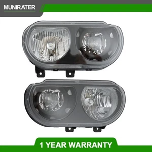 Headlights Assembly Lamp Black Left+Right For Dodge Challenger 2008-2014 Halogen - Picture 1 of 12