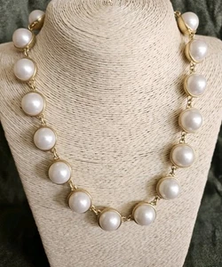 Ann Taylor Statement Choker Necklace Ivory Faux Pearl Large Beads Elegant Bold - Picture 1 of 7