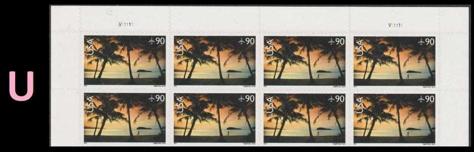 US C143 Airmail Hagåtña Bay Guam 90c plate block 8 U MNH 2007 - Image 1 of 1