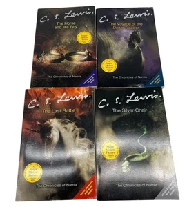 Lot Of 4 C.S. Lewis The Chronicles Of Narnia Book Series Paperback Fantasy Book - Foto 1 di 8