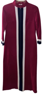 Camisón de lana vintage Vanity Fair casa abrigo bata talla 12 rayas Foto 1 de 3