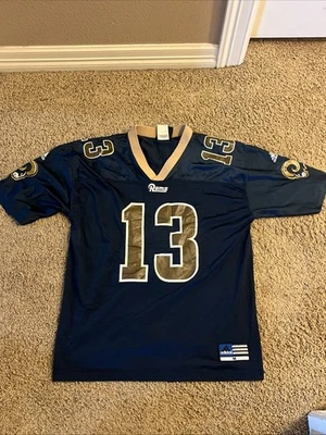 Vintage St. Louis Rams #13 Kurt Warner Reebok Jersey Men Medium Blue NFL - Image 1 of 4
