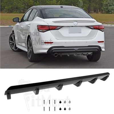 Gloss Black Rear Bumper Diffuser Fins Spoiler Splitter For Nissan Sentra Sedan Foto 1 de 4
