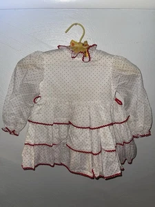 Vintage Baby Mädchen rot weiß Kleid Retro 70er Kleinkind Kleidung 18 Monate Bryan Rüschen - Bild 1 von 7